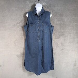 Speed Control New York Womens 1X‎ Blue Denim Sleeveless Shirt Dress Medium Wash